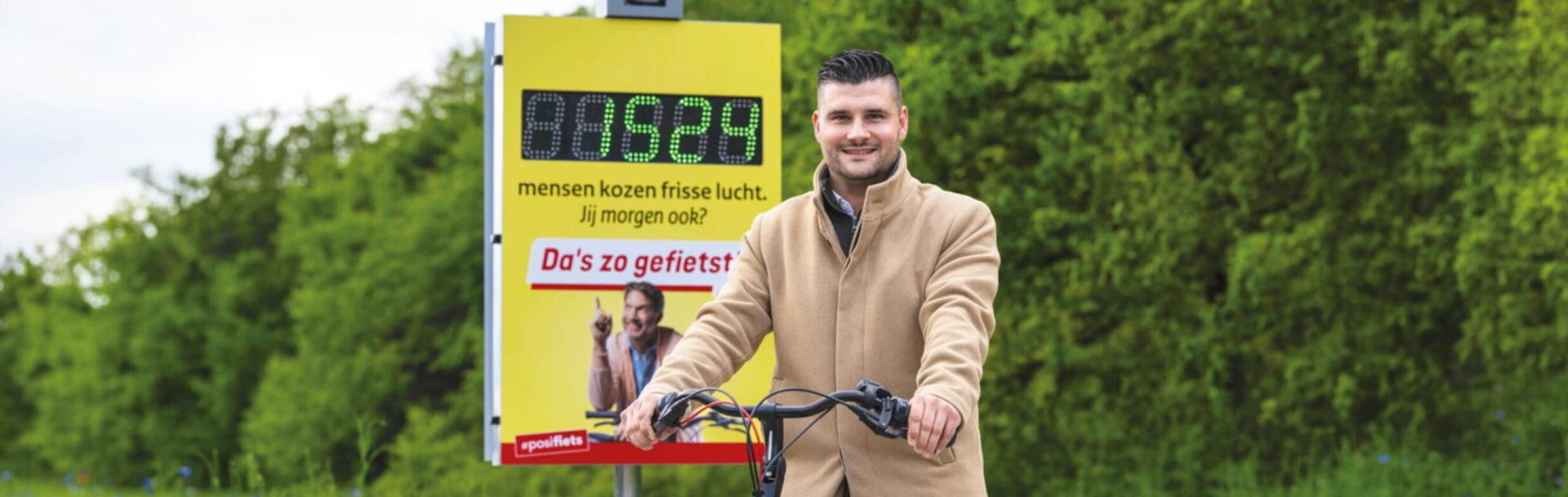 Interactief fiets-telbord op de Parkstadroute
